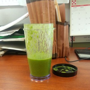 Spinach, banana, strawberry, Raw brand Protein powder. 